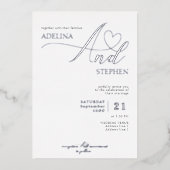 Ampersand Minimalistisch Elegant Script Wedding Si Folie Uitnodiging (Voorkant)