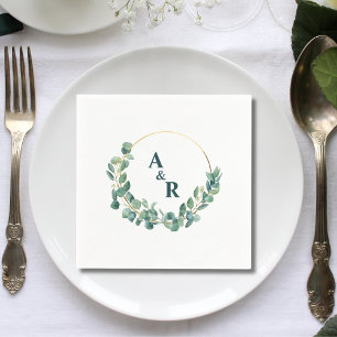Ampersand Monogram Bloemen Initiaal Bruiloftspapie Servet