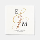 Ampersand Monogram Gold Herfst Botanical Wedding Servet (Voorkant)