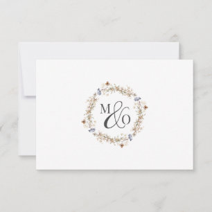 Ampersand Monogram Paar Bruiloft Wildflower Notitiekaartje
