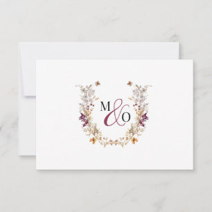 Ampersand Monogram Paar Bruiloft Wildflower Notitiekaartje