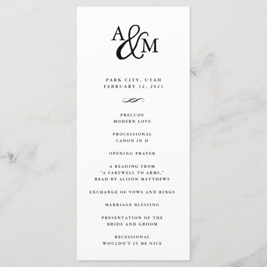 Ampersand Monogram Weddenschappen Programma (Voorkant)