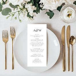 Ampersand Monogram Zwart-wit bruiloft Menu