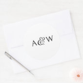 Ampersand Monogram Zwart-wit bruiloft Ronde Sticker (Envelop)