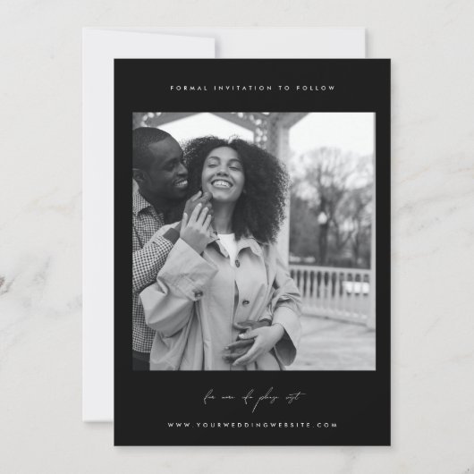 Ampersand Monogram Zwart Wit Foto Modern Script Save The Date (Achterkant)