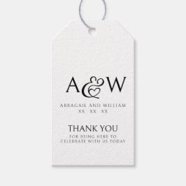 Ampersand Monogram Zwart & Wit Huwelijk Dank U Cadeaulabel