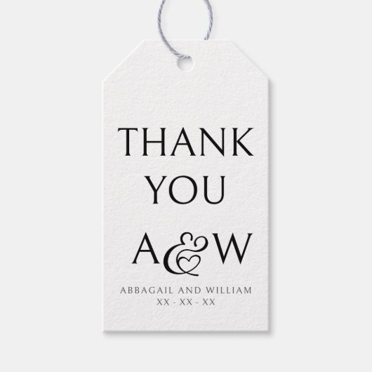 Ampersand Monogram Zwart-wit Huwelijksgunst Cadeaulabel (Voorkant)