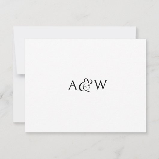 Ampersand Monogramme Mariage noir et blanc RSVP (Dos)