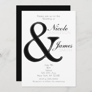 Ampersand noir & blanc Chic Wedding Invitations
