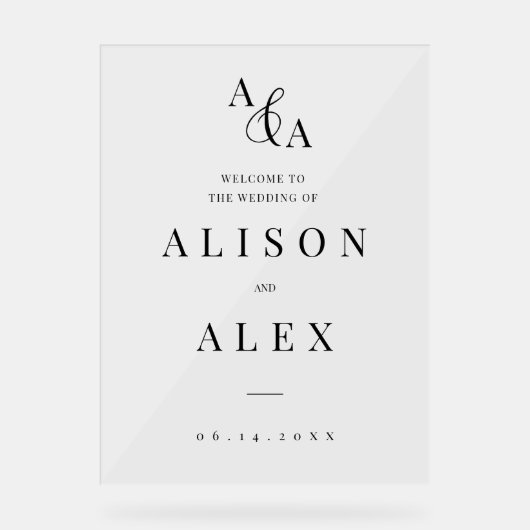 Ampersand noir et blanc Faire-part de mariage mode (Recto)