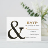 Ampersand Noir & Or Moderne Mariage Chic RSVP (Debout devant)