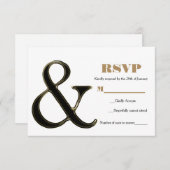 Ampersand Noir & Or Moderne Mariage Chic RSVP (Devant / Derrière)