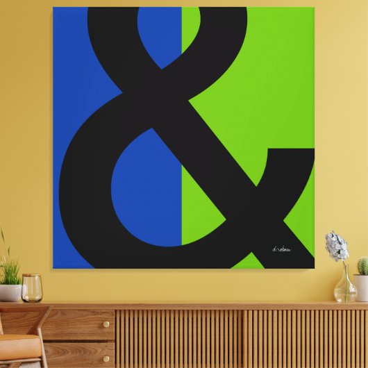 Ampersand op blauw en groen canvas afdruk (Insitu (Woonkamer))