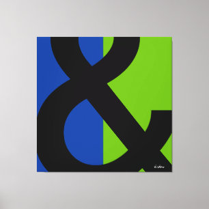 Ampersand over Blauw en Groen Canvas Afdruk