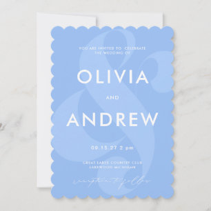 Ampersand Periwinkle Blue Wedding Invitation Kaart