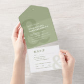 Ampersand sauge vert tout en un faire-part de mari (Déchirure)