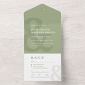 Ampersand sauge vert tout en un faire-part de mari (À l'intérieur)