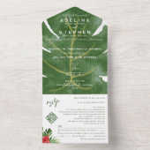 Ampersand Tropical Monstera Hibiscus RSVP QR Code All In One Uitnodiging (Binnen)