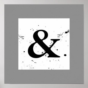 ampersand vierkant poster zwart-wit