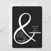 Ampersand Wedding Invitation on black texture Kaart (Voorkant)