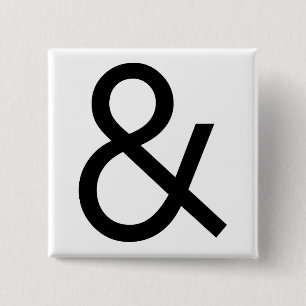 Ampersand - Zwart Vierkante Button 5,1 Cm