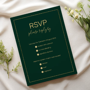 Amperson en or vert foncé simple mariage RSVP