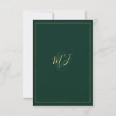 Amperson en or vert foncé simple mariage RSVP (Dos)