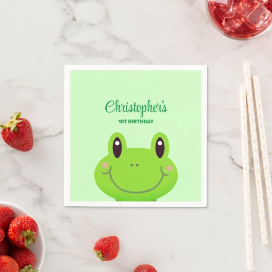 Amphibian Frog Birthday party groen thema Servet (Insitu)