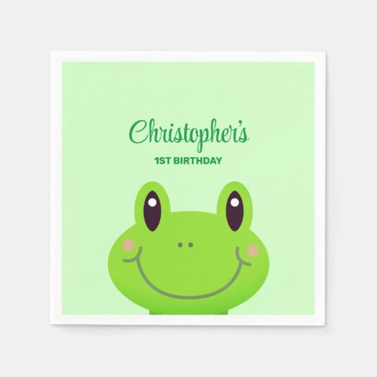 Amphibian Frog Birthday party groen thema Servet (Voorkant)