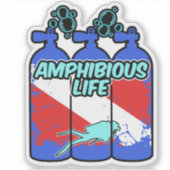 Amphibious Life Scuba Diving Sticker (Devant)