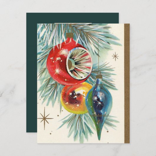 Ampoule de Noël rétro ajouter la carte de message (Devant / Derrière)