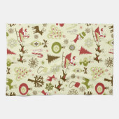 Ampoule de Noël rétro serviette de cuisine motif (Horizontal)