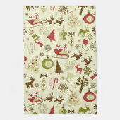 Ampoule de Noël rétro serviette de cuisine motif (Vertical)