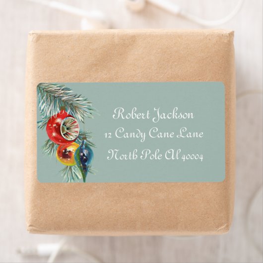 ampoules de Noël rétro vintage étiquette de vacanc (En situation)