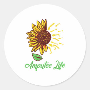 Ampute Humor Flower Life Leg Arm Ronde Sticker