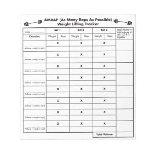 AMRAP-weegvolumeregelaar. Notitieblok