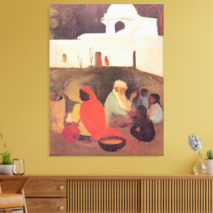 Amrita Sher-Gil - Oude verhalenverteller, fijne ku Canvas Afdruk