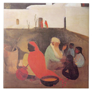 Amrita Sher-Gil - Verouderde Verteller, fijne kuns Tegeltje