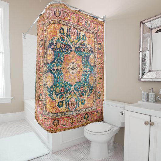 Amritsar Punjab North Indian Rug Print Douchegordijn (In situ)