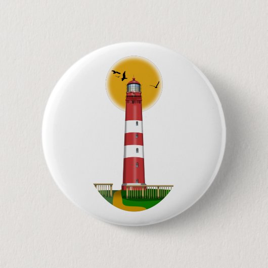 Amrum Lighthouse Duitsland Ronde Button 5,7 Cm (Voorkant)