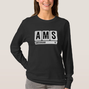 AMS Amsterdam Nederland Reizen Souvenir Zwart T-shirt
