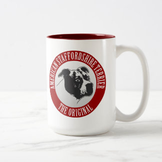 AmStaff BOY 3 red circle / Tasse, Cup Tweekleurige Koffiemok