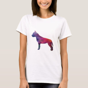 Amstaff Dog Geometric Pattern Silhouette Paars T-shirt