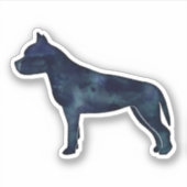 Amstaff Dog Silhouette Black Waterverf Sticker (Voorkant)