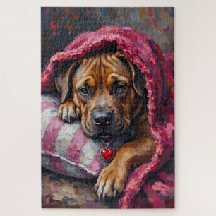 AmStaff Hond Cozy Valentijnsdag Knuffel Legpuzzel