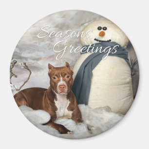 AmStaff "Sasons Greetings" Round Magnet Magneet