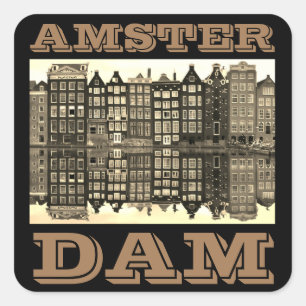 Amster Dam Poster Vierkante Sticker