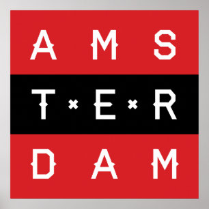 Amsterdam 3 Typografisch Poster