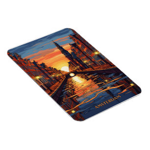 Amsterdam ansichtkaart Holland Vintage Reizen Magneet