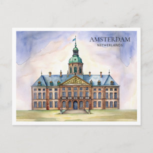 Amsterdam Aquarel Ansichtkaart Feestdagenkaart